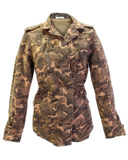 Designer Damen Camouflage Jacke Mantel Winter Jacke Nieten und