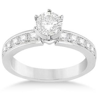 Allurez   Channel Set Princess Cut Diamond Engagement Ring Palladium