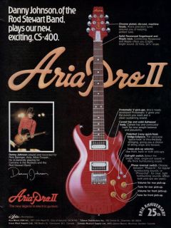 1981 ARIA PRO II CS 400 ROD STEWART BAND GUITAR PRINT AD