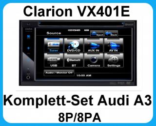 Komplett Set Audi A3 8P/8PA Clarion VX401E USB  DVD DivX Moniceiver