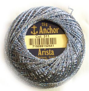 Metallic Arista Anchor Haekelgarn glaenzend 25 g Farbe 311 eisblau