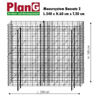 Gabionen Mauersystem L. 2300 mm H. 1800 mm T. 200 mm 10153 