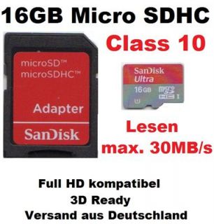 16GB microSDHC Mobile Ultra Speicherkarte SanDisk, CLASS 10, Lesen max