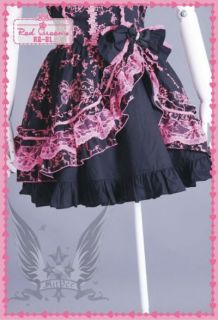Gothic Lolita Kleid Cosplay Party Kostüm Schwarz Süß