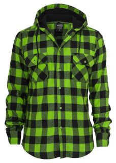 Urban Classics Hemd Hooded Checked Flanell Shirt, TB415 schwarz