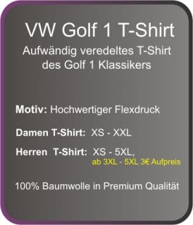 VW Golf 1 T Shirt Auto Retro Kult Oldtimer Youngtimer
