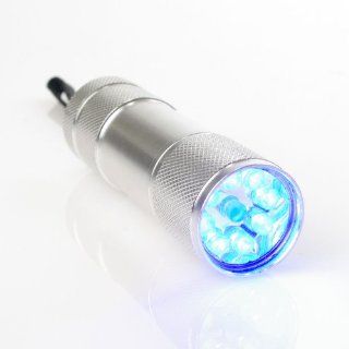 UV Lampe Aluminium 9 LED 365 380nm (ohne Batterien)   für UV