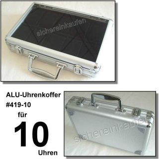 Aluminium Koffer Uhrenkoffer Uhrenbox fuer 10 Uhren 419 10 mit Fenster