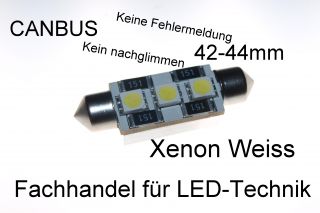 SMD LED Soffitte Lampe C10W 42mm 12V 3 x 5050 Xenon weiss Innenraum