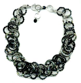 10159 Glas Perlen Ringe silber schwarz   UVP € 439,90   NEU