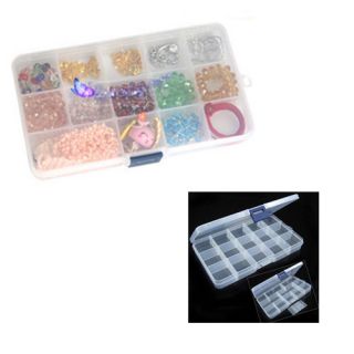 Compact Adjustable 15 Compartment Plastic Storage Box Jewelry Tool