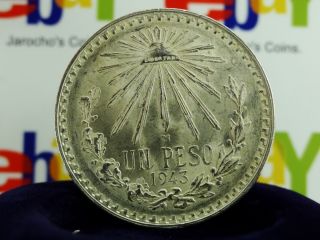 1943 1 Peso Silver Coin, Mexico Phrygian Series KM#455