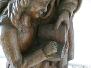 Grosse alte Holzfigur  Madonna / Anna mit Kind  schwere Ausf. sign