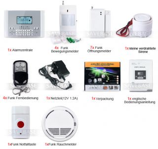 Wireless GSM Home Alarm System + P.I.R*4 +Window Gap*7 + Remote