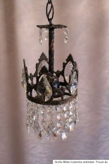Antik Kristall Kronleuchter Lüster Lampe Jugendstil Alt Messing Luxus