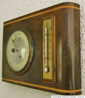 altes Barometer mit Thermometer Wetterstation MOCO edles dunkles Holz