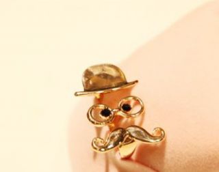 NEW Fashion Fun Cap Glasses Beard Shape Open Adjustable Ring Rings