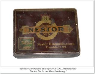 NESTOR Zigaretten Blechdose, 20 Cigarettes um 1920, vintage tin