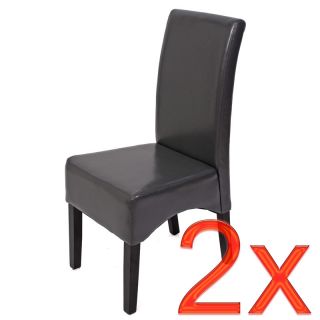 2x Esszimmerstuhl Lehnstuhl Stuhl Leder Latina, schwarz, braun, rot