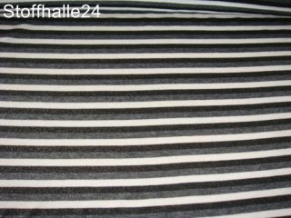XXL Jersey Stretch Stoff schwarz grau weiss gestreift #016