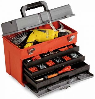 Werkzeugkoffer, Angler   Box , rot/grau