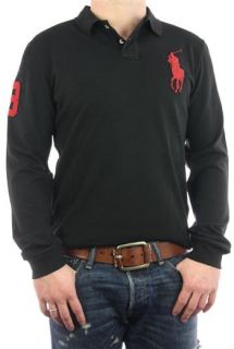 Ralph Lauren Polo Shirt Longsleeve Big Pony schwarz rot Gr. S 3XL NEU