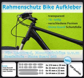 Fahrrad Rahmenschutz Aufkleber   transparent 18 teilig
