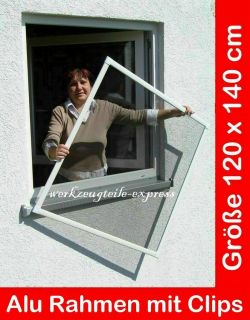Alu Rahmen Fliegengitter Insektenschutz für Fenster 120 x 140cm weiß