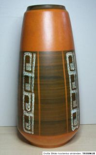 Scheurich Keramik 70er Jahre Vase Bodenvase 653 40 orange Holzoptik