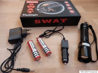 SWAT Ultra Fire 600 Lumen LED CREE Taschenlampe   Netzgerät  KFZ