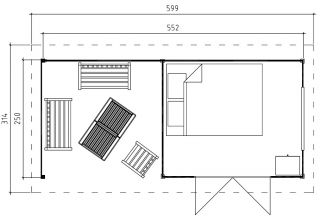 Gartenhaus SUMATRA 4, 552 x 250cm Flachdach, Fußboden, NEU mit