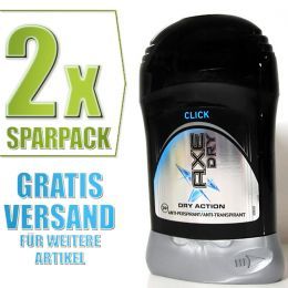 95EUR/100ml) 2x AXE DRY ACTION CLICK Antiperspirant, Deo Stick, Deo