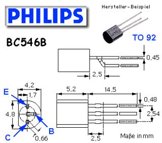 BC546B 50x Transistor NPN 65V 100mA BC546 TO92°