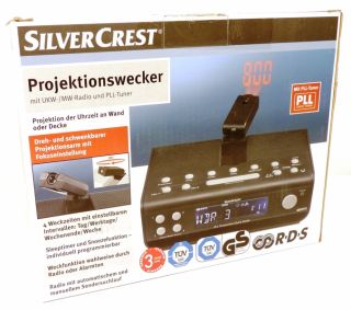 SilverCrest Projektionswecker Digital Uhr m. Radio blk.