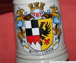Bierkrug Zinndeckel Mittelfranken Wappen Krug ca. 0,3 L