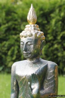 walking Buddha Sukhotai Skulptur Figur 115 cm Grün / gold Thailand