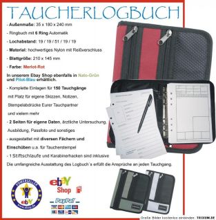 LOGBUCH TAUCHBUCH   TAUCHERLOGBUCH in ROT für 150 TG