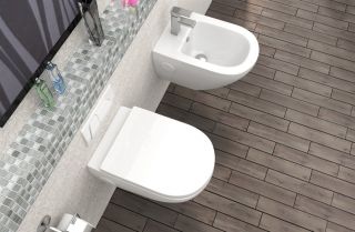 Wandhängend Hänge Toilette Keramik Weiss SET WC VITO SoftClose