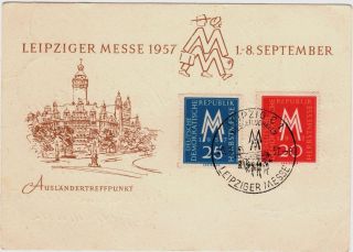 DDR 1957 Nr.596 597 mit Ersttagsstempel auf Sonderkarte