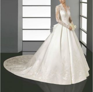2013 Traumhalftes Langarm Spitze Hochzeitskleid Brautkleid Abendkleid