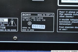 Sony CDP   L3 Professional CD Player + Fernbedienung 19   TOP  High