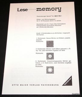Lese   memory (Ravensburger 1971) Nr. 605 5 755 1 / Z 1 