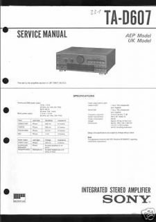 Sony Original Service Manual Amplifier TA   D 607