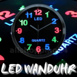 Design WANDUHR Analog Wand Uhr LED farbige Beleuchtung