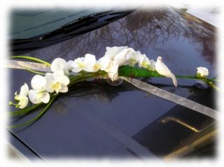 Autoschmuck Autodeko Gesteck Hochzeit mit Orchideen