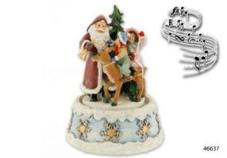 Weihnachtliche Spieluhr drehend Santa Klaus Rentier