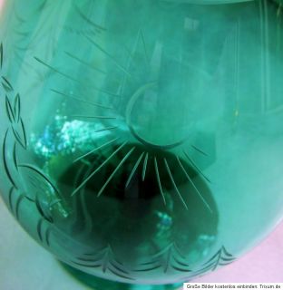 großer Cognacschwenker Cognac Glas grün mit Gravur Waldlandschaft 15