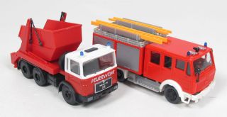 87   PREISER   KIBRI   4 x Feuerwehr LKW / 5 S 644