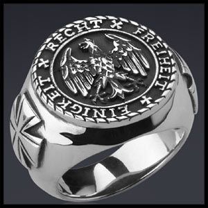 NOBLE GERMAN EAGLE SILVER RING OF HONOUR   IRON CROSS