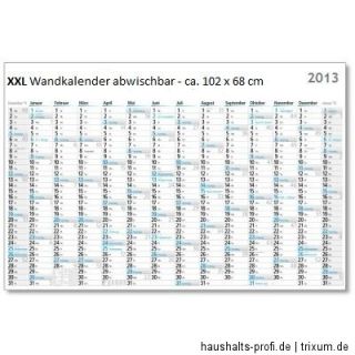 XXL Wandplaner 2013 trocken abwischbar ca.102x68cm Wandkalender